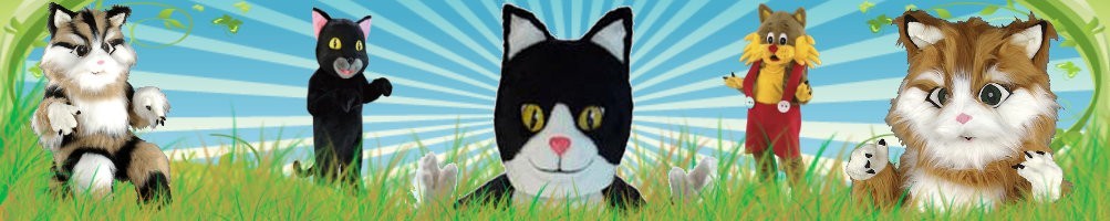 Mascota de disfraces de gato ✅ Figuras corrientes figuras publicitarias ✅ Promoción tienda de disfraces ✅
