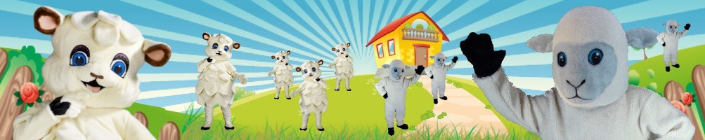 Mascottes de costumes de moutons ✅ Chiffres en cours d'exécution Chiffres publicitaires ✅ Boutique de costumes de promotion ✅