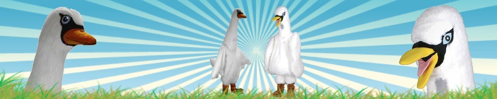 Swan costumes mascots ✅ running figures advertising figures ✅ promotion costume shop ✅