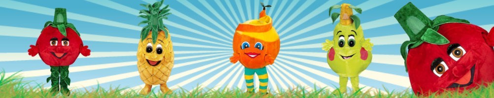 Fruit kostuums mascottes ✅ rennende figuren reclamecijfers ✅ promotie kostuumwinkel ✅