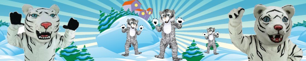 Mascotte de costumes de tigre des neiges ✅ Chiffres courants chiffres publicitaires ✅ Boutique de costumes de promotion ✅