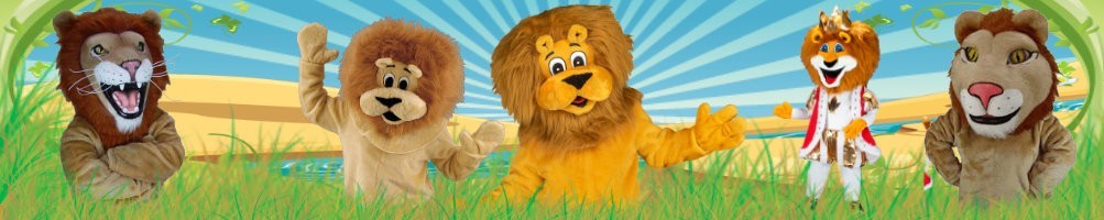 Mascottes de costumes de lion ✅ figurines en cours d'exécution chiffres publicitaires ✅ boutique de costumes de promotion